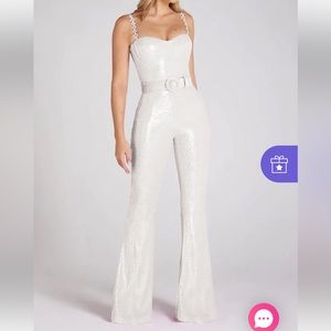 NWT Sthcute White Sequin Jumpsuit